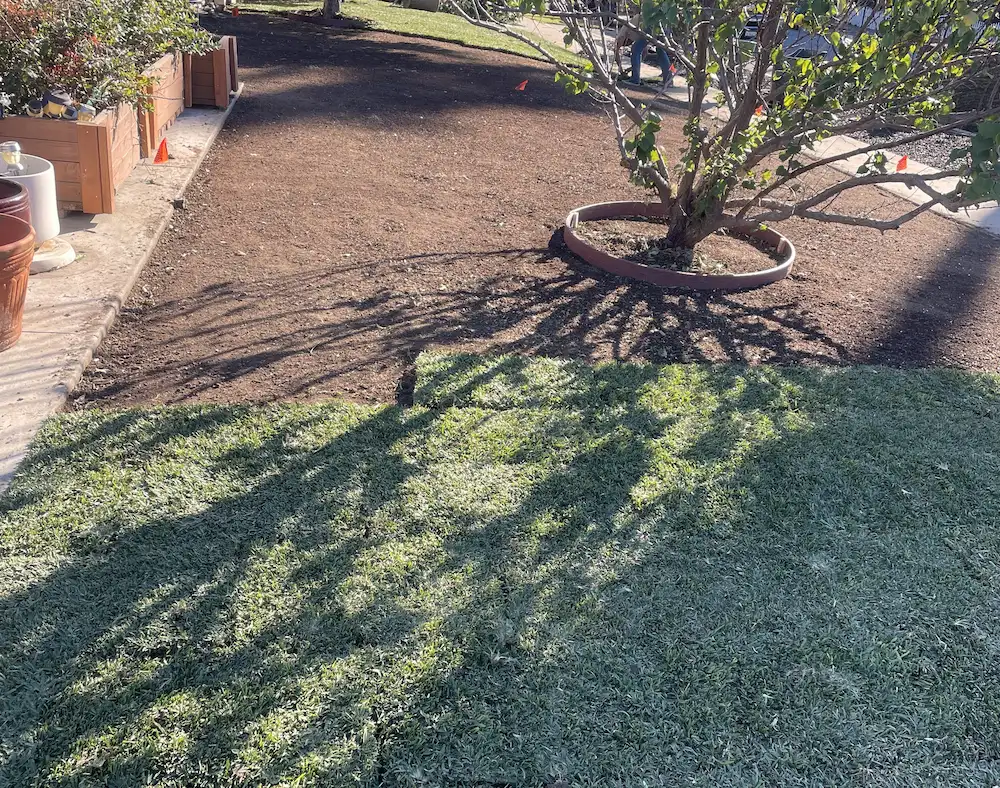 unfinished lawn installation in Orange County California